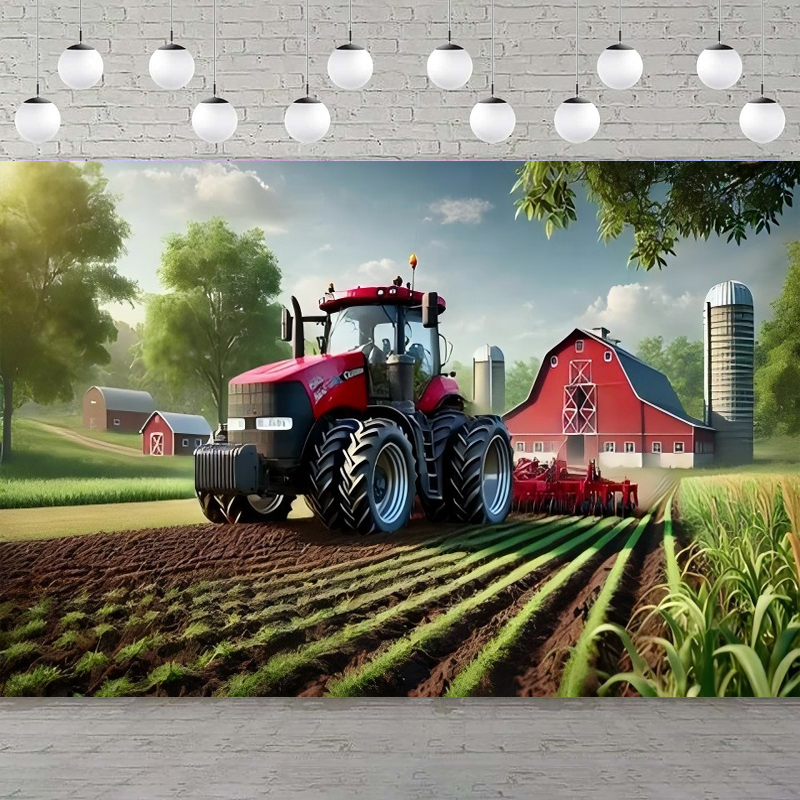 Agriculture Farming School - Busy Farm Photography Backdrop Fresh Sunrise