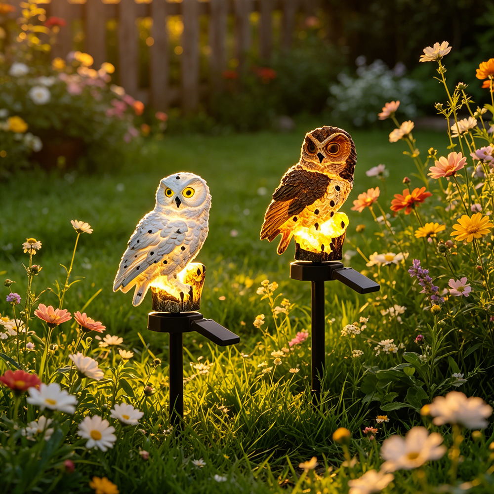 Farming And Agriculture - Owl Solar Light, Resin Owl Ground