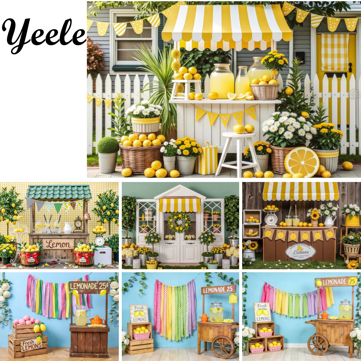 Orchard Sprayer Tractor - Yellow Lemon Stand Photographic Background Summer