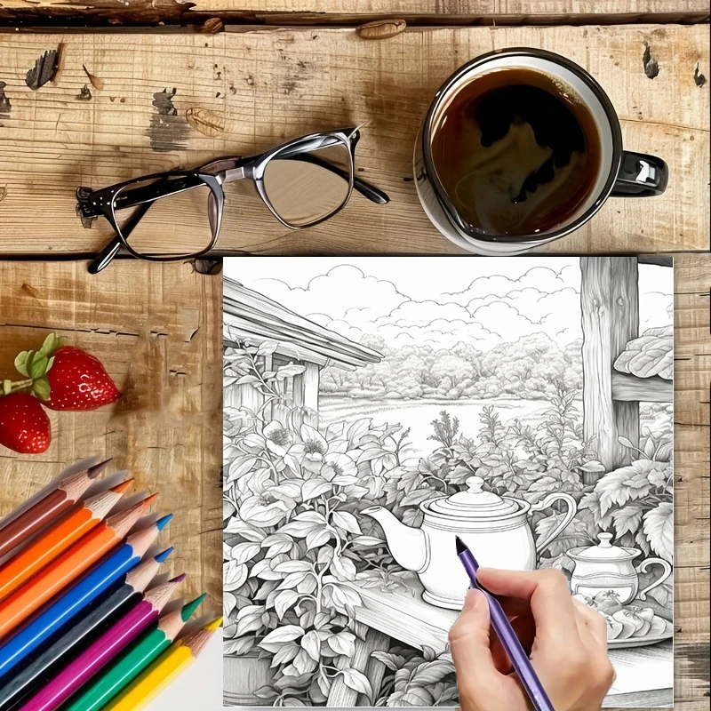 Tea In The Gardens Coloring Bo - Farming And Agriculture ulasan dan harga